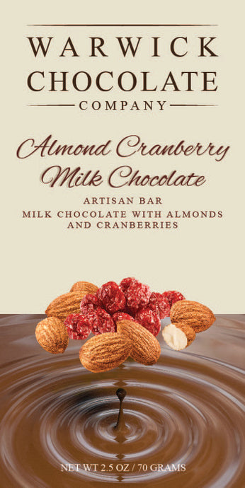 Delicious Chocolate Bar of Almond Cranberry Milk Chocolate