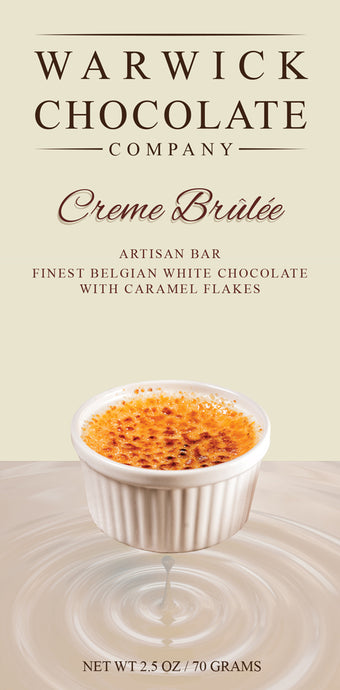 Artisan Chocolate Bar - Finest Belgian White Chocolate with caramel flakes to taste like Creme Brulee