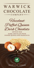 Load image into Gallery viewer, Artisan  Chocolate Bar - Dark Chocolate with Puffed Quinoa &amp; Hazelnuts
