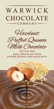 Load image into Gallery viewer, Artisan  Chocolate Bar - Milk Chocolate with Puffed Quinoa &amp; Hazelnuts

