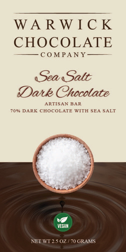 Artisan Chocolate Bar - 70% Dark Chocolate with Sea Salt - Vegan